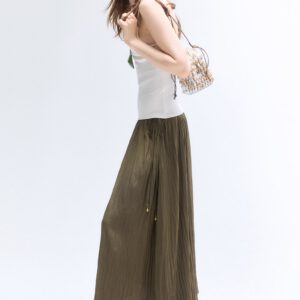 Crinkled twill skirt