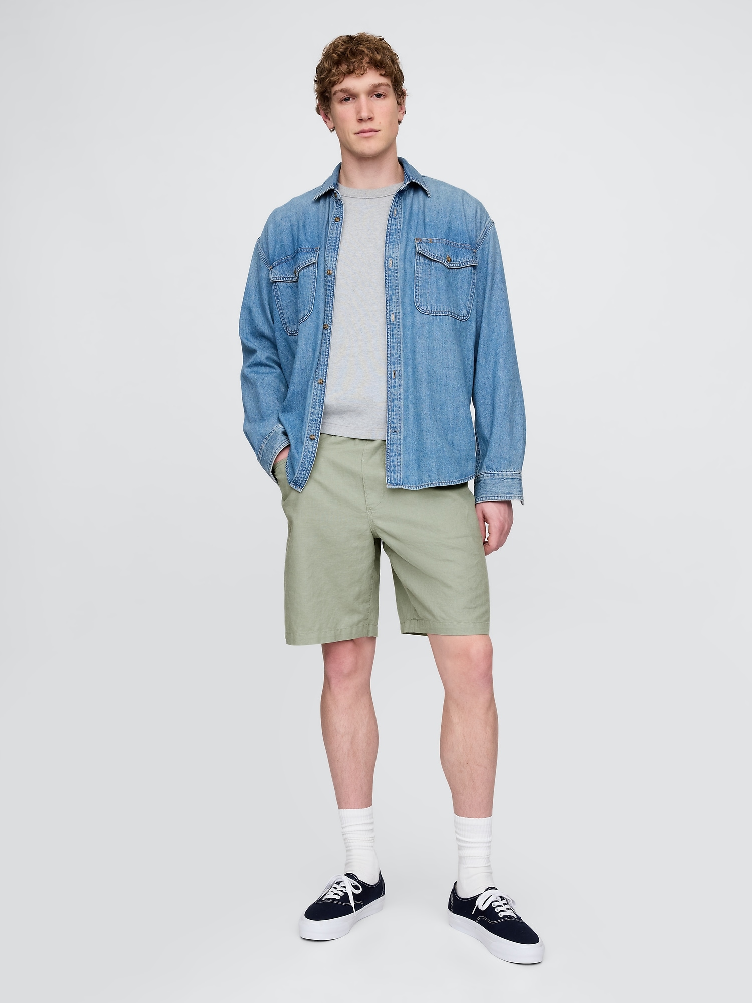 9" Linen-Cotton Easy Shorts