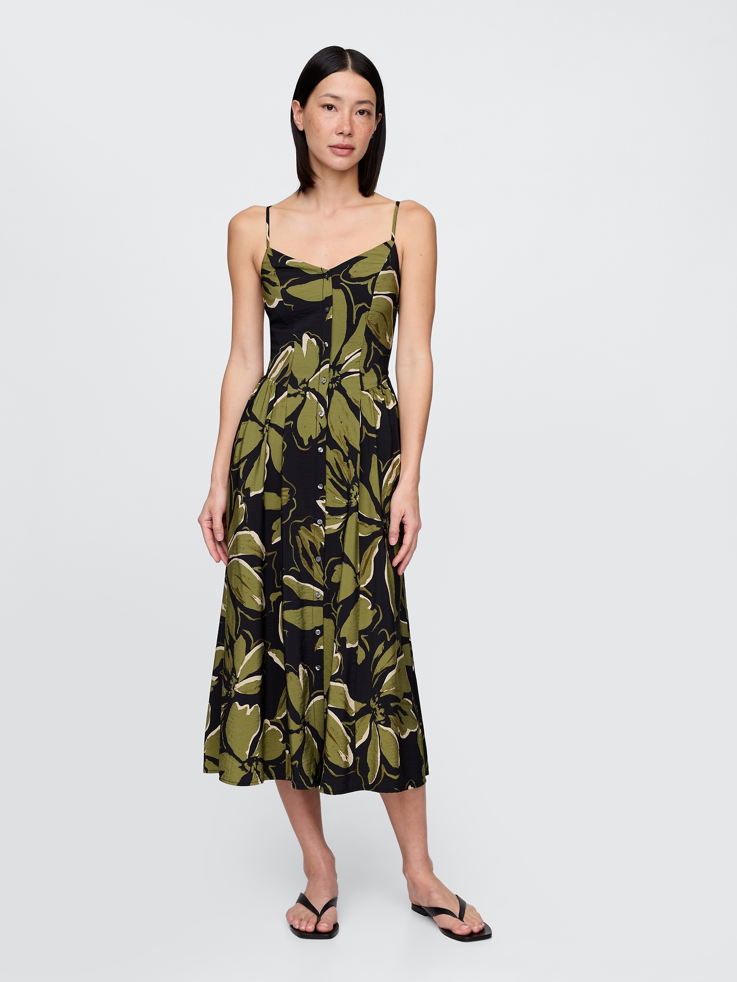 Floral V-Neck Midi Dress